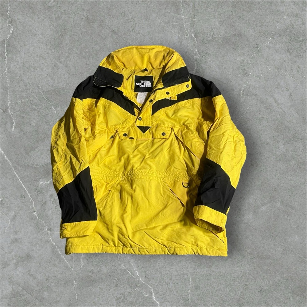 Vintage The North Face Jacket Mens Medium Yellow Black Ski Pullover‎ Colorblock